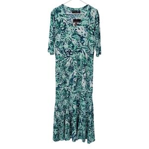 chinese dress ladies NWT Attitudes By Renee Tropical Print Knit Maxi Dress With Cardigan. A –  Biggybargains main image 0